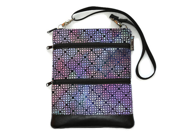 SMALL SIZE Travel Bags Crossbody Purse - A1 Cross Body - Faux Leather - Tablet Purse - Gray and Purple