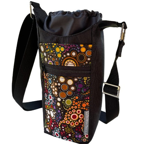 Water Bottle Crossbody Bag - Day Drinker - Happy Dot Fabric
