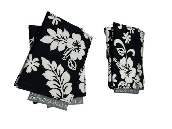 Card Holder RFID Protected - Hawaiian Fabric Black and White