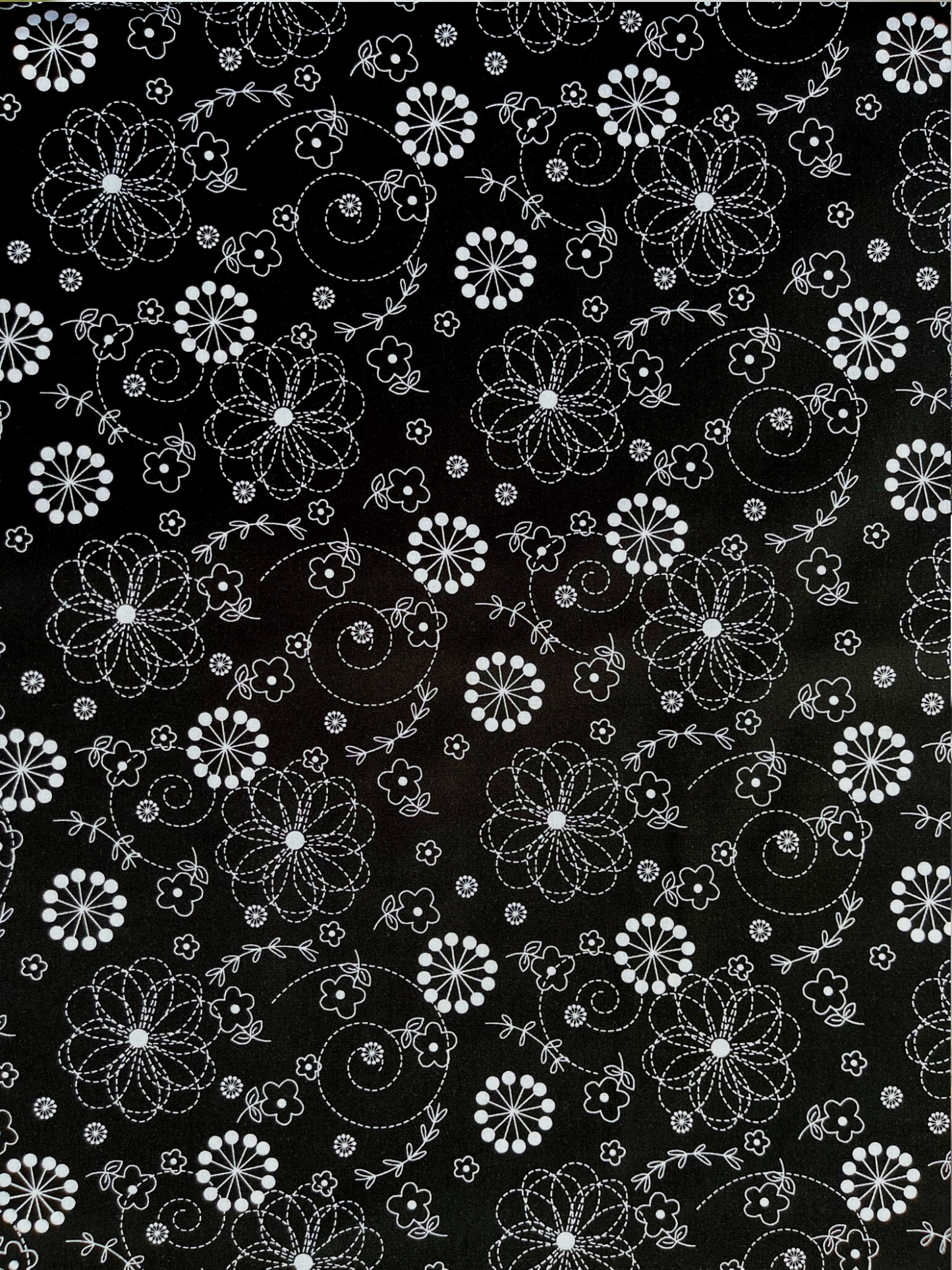 Pixy Roo Card or Coin Holder Catch All Zippered Pouch A1 - Black and White Daisy Fabric