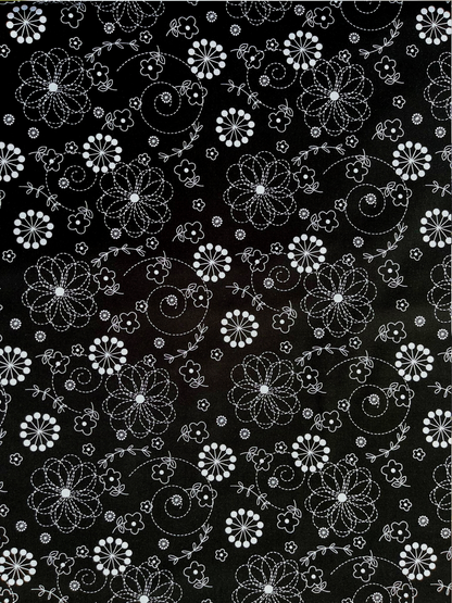 Pixy Roo Card or Coin Holder Catch All Zippered Pouch A1 - Black and White Daisy Fabric