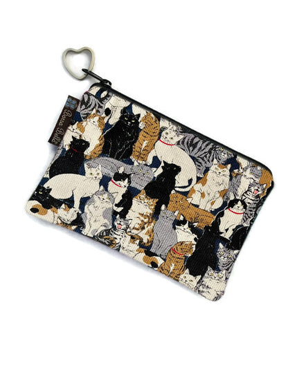 LARGE Catch All Zippered Pouch - A1 - Canvas Cats Fabric