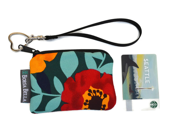 Pixy Roo Card or Coin Holder Catch All Zippered Pouch - Black and White