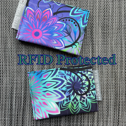 Card Holder RFID Protected - Purple Medallions