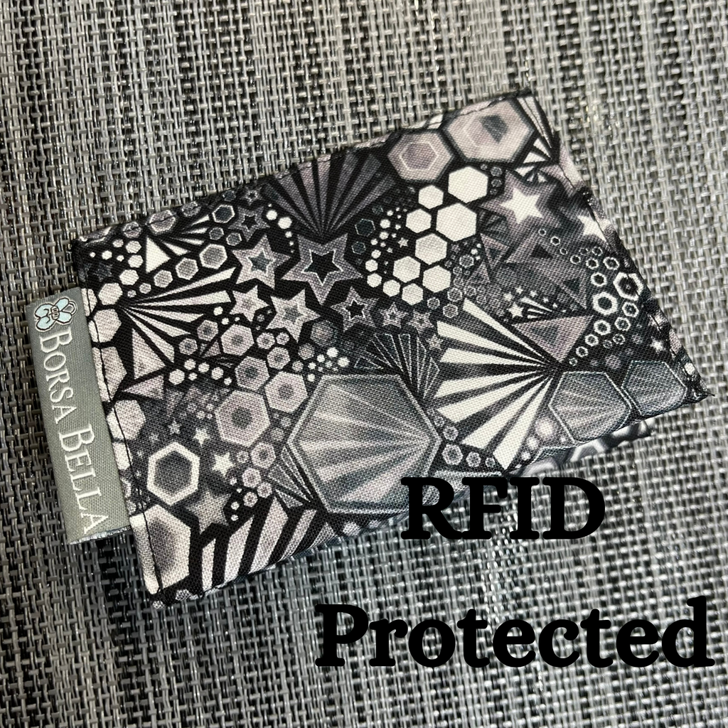 Card Holder RFID Protected - Black and White Geometric