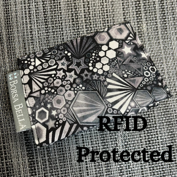 Card Holder RFID Protected - Black and White Geometric