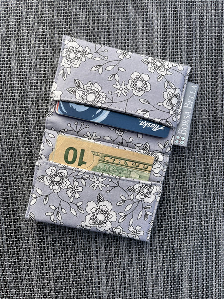 Card Holder RFID Protected -  Gray Rose Fabric