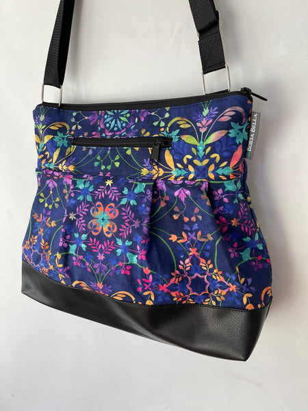 Hobo Purse Cross Body - Shoulder Bag - Blue Violet Fabric