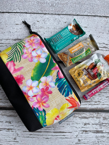 Side Kick Gusseted Zippered Pouch Hawiian Tropical Fabric