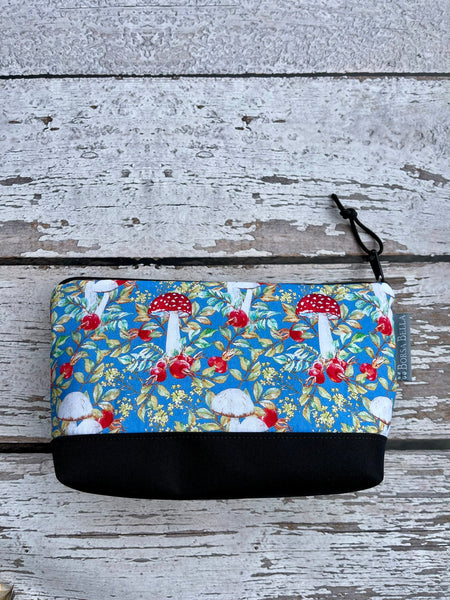 Side Kick Gusseted Zippered Pouch Mushrooms Fabric