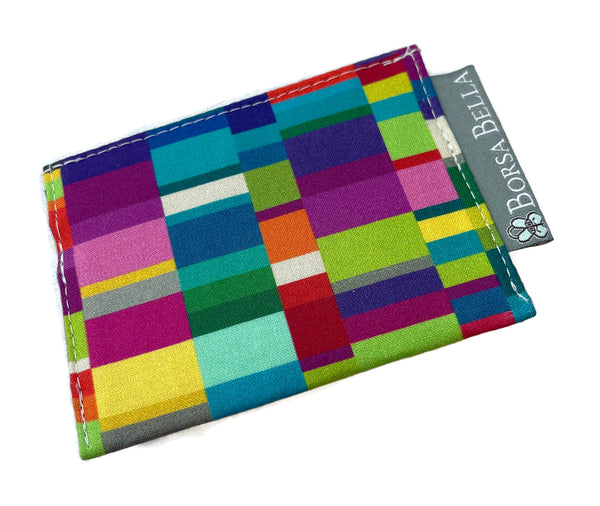 Card Holder RFID Protected - Bight Colorful Block Fabric