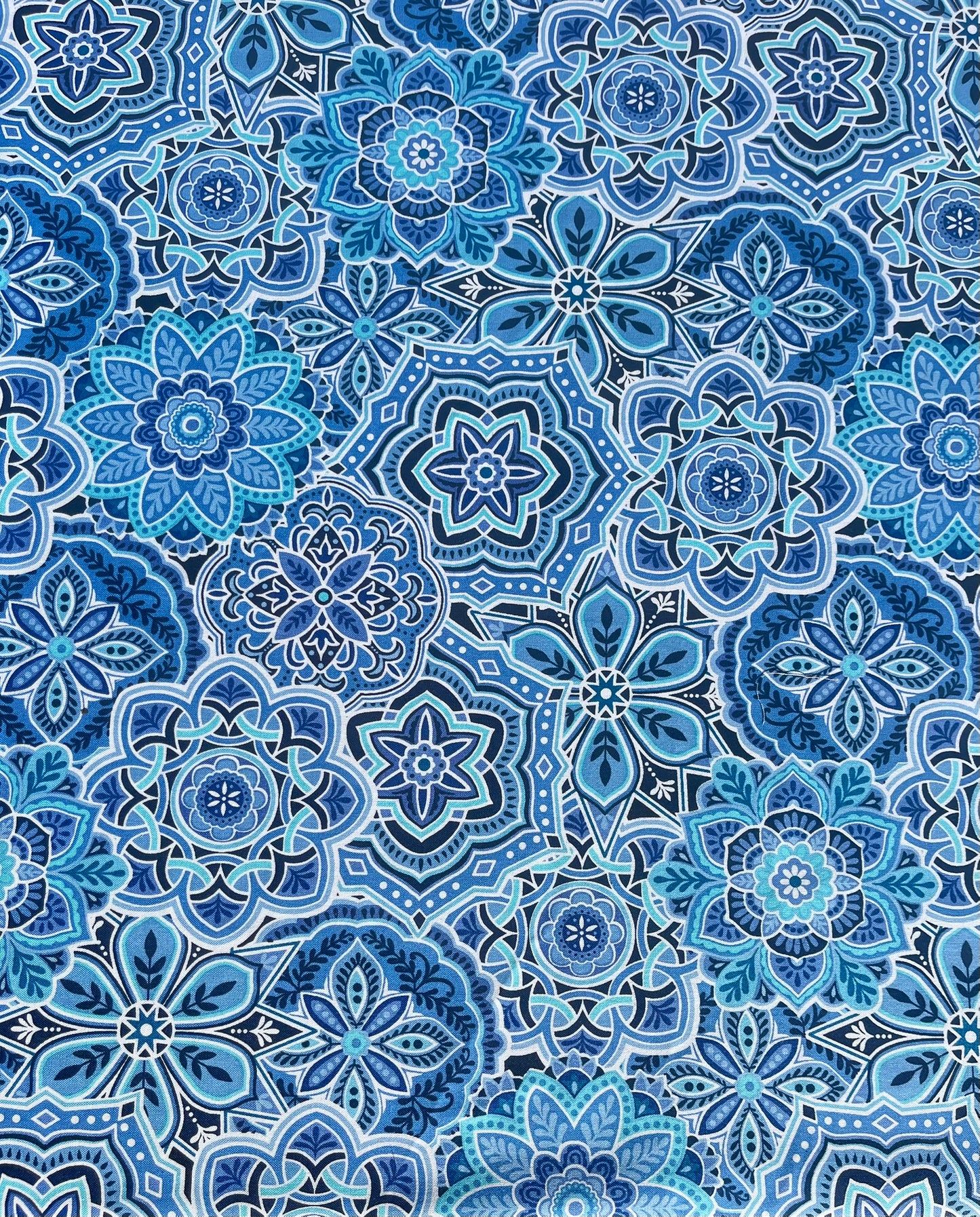 LARGE Catch All Zippered Pouch - A1 - Blue and White Fabric