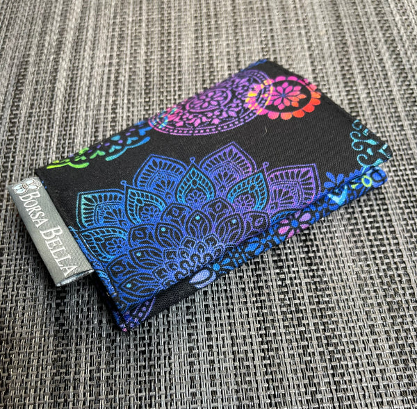 Card Holder RFID Protected - Black  Background Lace Floral