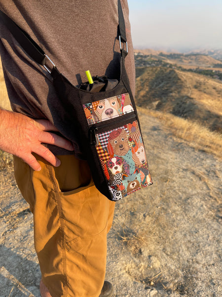 Water Bottle Crossbody Bag - Day Drinker - Solid Black Pocket