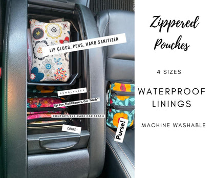 LARGE Catch All Zippered Pouch - A1 - Night FernTastic Fabric