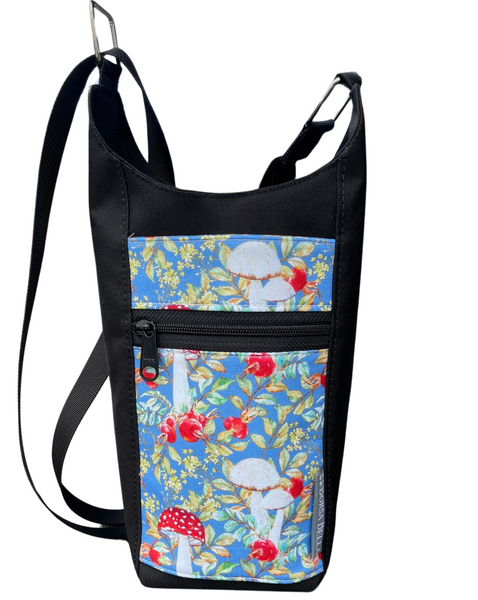 Water Bottle Crossbody Bag - Day Drinker - Mushroom Fabric Pocket