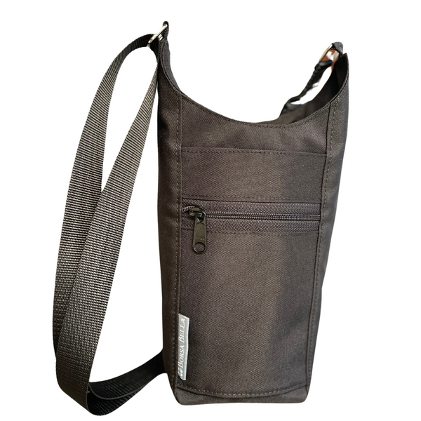 Water Bottle Crossbody Bag - Day Drinker - Solid Black Pocket