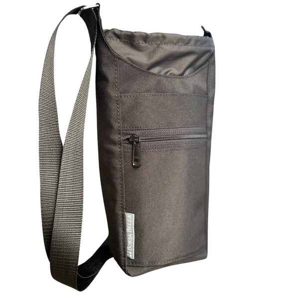 Water Bottle Crossbody Bag - Day Drinker - Solid Black Pocket