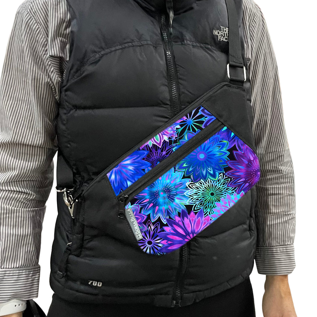 Fanny Pack or Crossbody Bag - Purple Starbursts Fabric