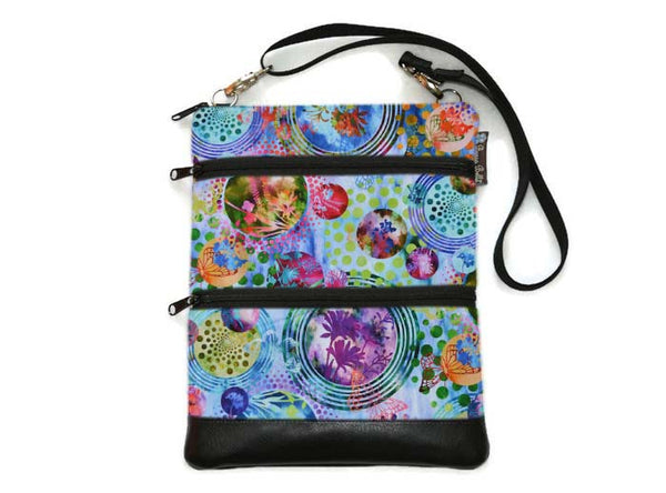 Travel Bags Crossbody Purse - Cross Body - Faux Leather - Tablet Purse -  Bubble Scope  Fabric