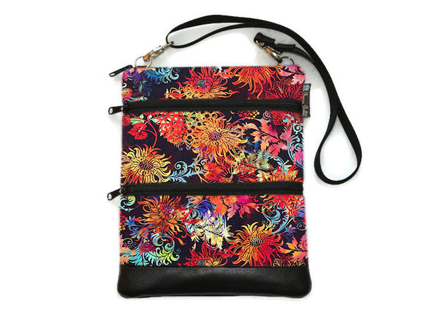 Travel Bags Crossbody Purse - Cross Body - Faux Leather - Tablet Purse -  Floragraphics Sunset Fabric
