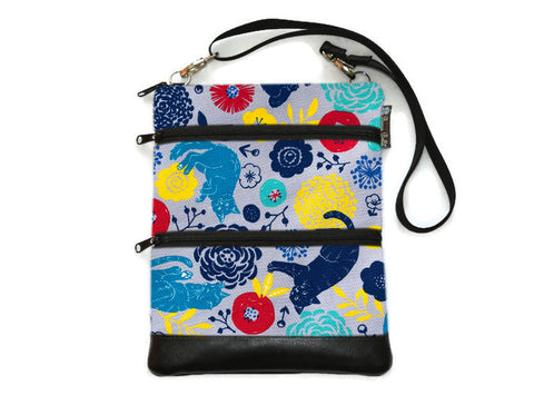 Travel Bags Crossbody Purse - Cross Body - Faux Leather - Tablet Purse -  Daisy Kitty Canvas Fabric