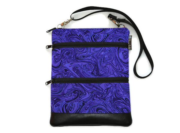 Travel Bags Crossbody Purse - Cross Body - Faux Leather - Tablet Purse -   Purple Marble Fabric