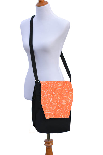 Convertible Backpack Bag -  Orange Expression Canvas Fabric