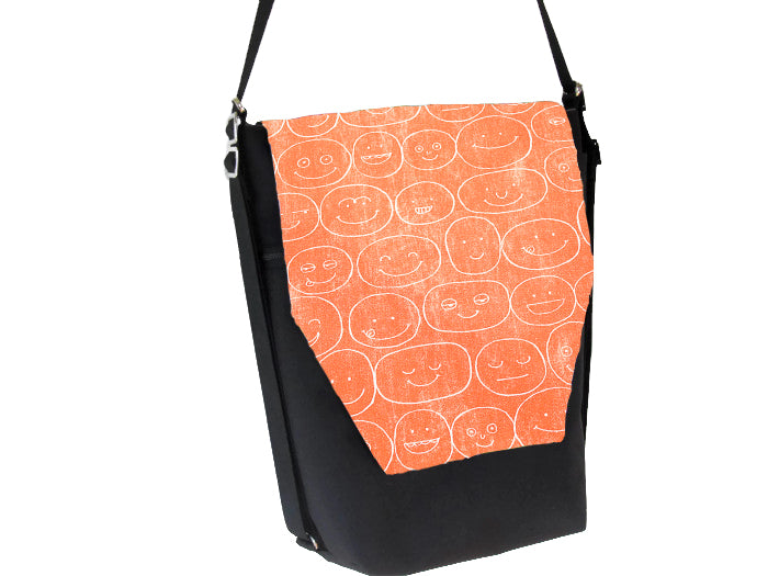Convertible Backpack Bag -  Orange Expression Canvas Fabric
