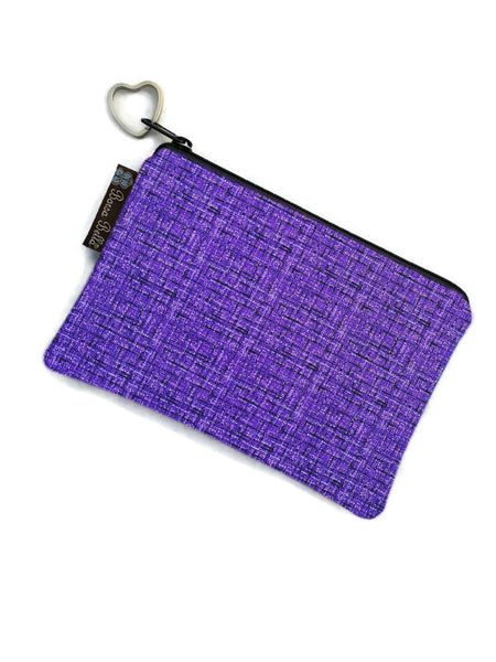Catch All Zippered Pouch - Purple Crosshatch Fabric