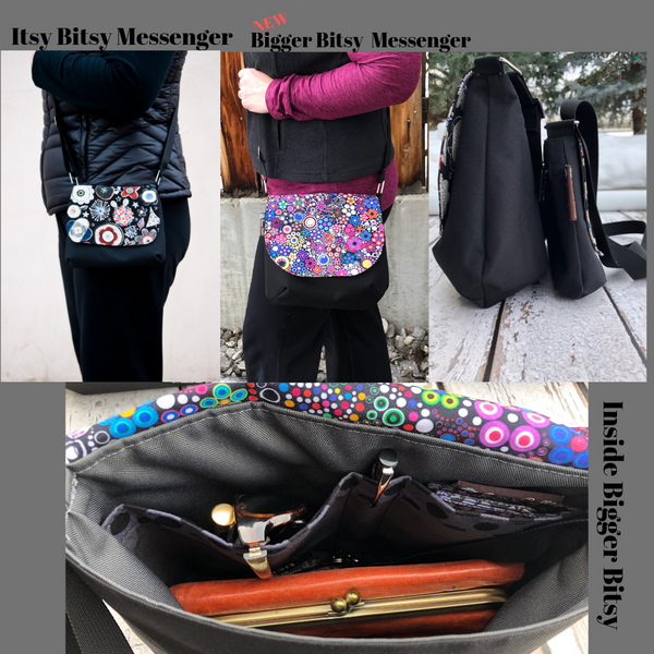 Itsy Bitsy/Bigger Bitsy Messenger Purse - Indi Elephant Fabric
