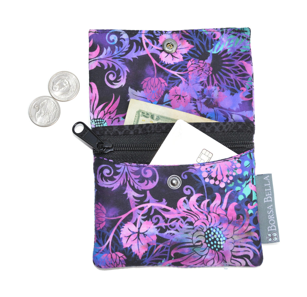 Small Slim Wallet - Light Weight - Added RFID Fabric - Purple