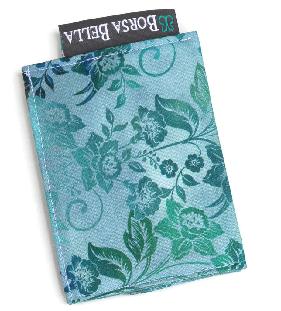 Card Holder RFID Protected - Bloomin Teal Fabric
