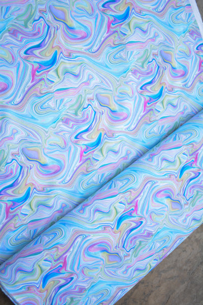 Short Zip Phone Bag - Wristlet Converts to Cross Body Purse - Pastel Swirls Fabric