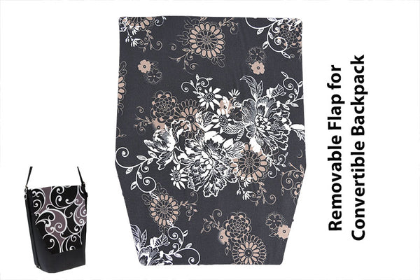 Convertible Backpack Flaps - Black Beauty Fabric
