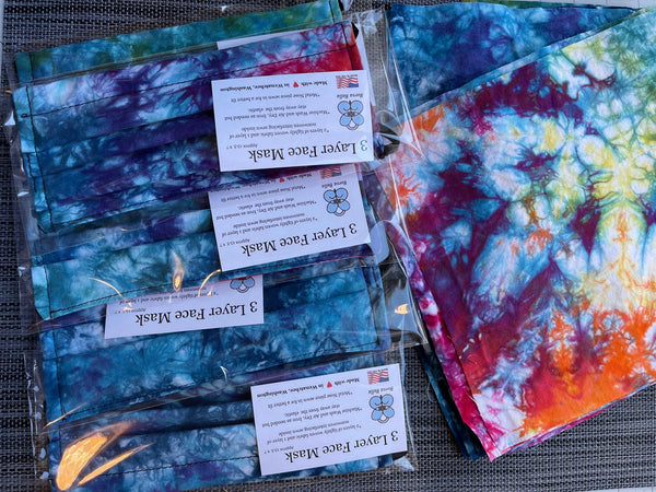 2 or 3 layer Face Mask Limited Edition - Very Limited Multi-Colored Tie Dye Fabric