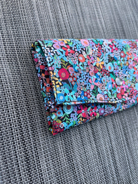 Wallet - Slim Large Wallet - Light Weight - Mini Wild Flowers Fabric