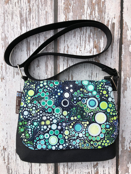 Itsy Bitsy/Bigger Bitsy Messenger Purse - Ocean Blue Dots Fabric