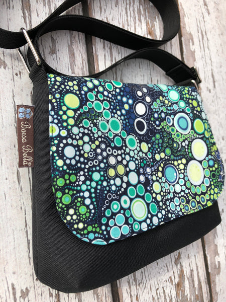 Itsy Bitsy/Bigger Bitsy Messenger Purse - Ocean Blue Dots Fabric