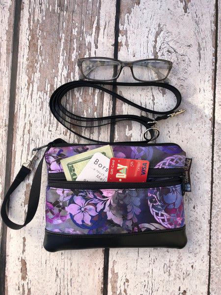 Deluxe Long Zip Phone Bag - Converts to Cross Body Purse - Happy Fabric