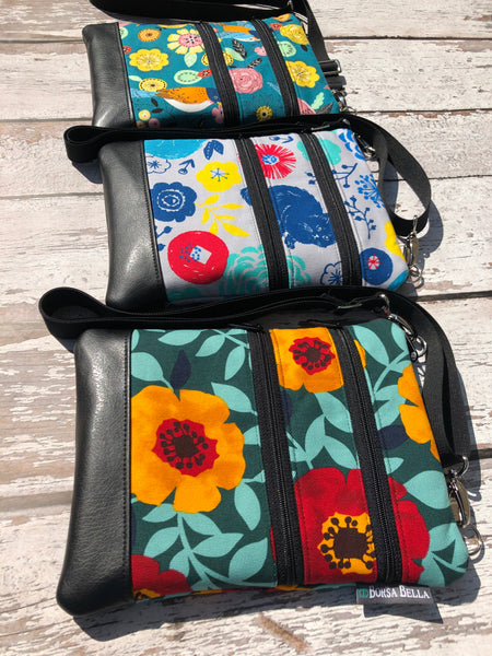 Travel Bags Crossbody Purse - Cross Body - Faux Leather - Tablet Purse -  Urban Jungle Fabric