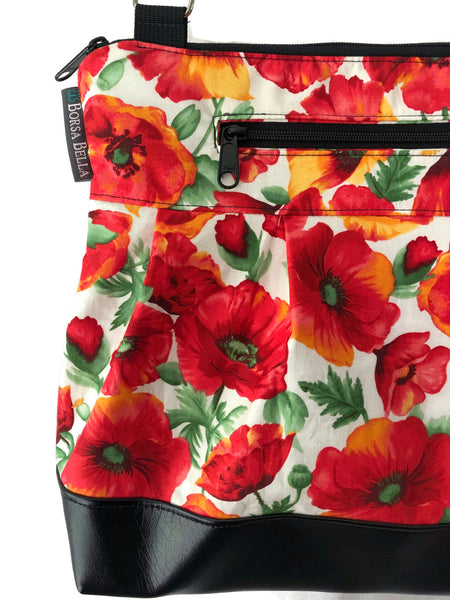 Hobo Purse Cross Body - Medium Only - Shoulder Bag - Poppy Fabric