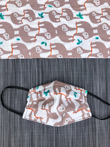 Reversible 2 or 3 layer Face Mask Limited Edition - Sloths Fabric and Black