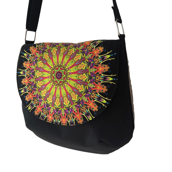 Bigger Bitsy Messenger Purse - Mandala Lime Fabric