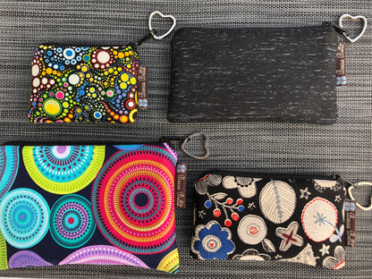 Large Catch All Zippered Pouch - White Background And Purple Flowers Fabric