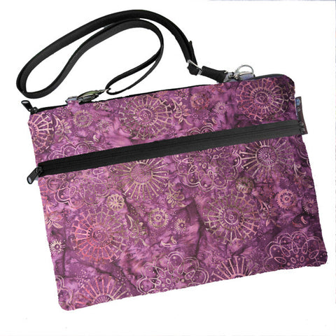 Laptop Bags - Shoulder or Cross Body - Adjustable Nylon Straps - Wine Batik Fabric
