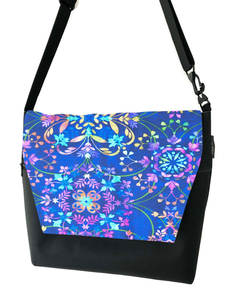 Large Messenger Bag - Blue Violet Fabric
