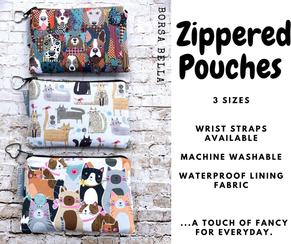 Catch All Zippered Pouch - Purple Crosshatch Fabric