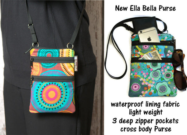 Ella Bella Purse Faux Leather Small Cross Body Purse - Flora Fabric