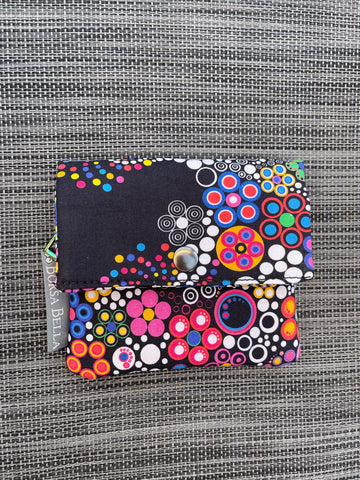 Small Slim Wallet - Light Weight - Added RFID Fabric - Boarder Glorious Dots Fabric